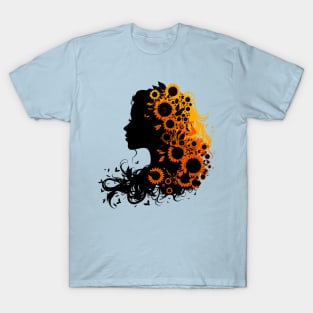 Silhouette of Woman and Sunflowers T-Shirt